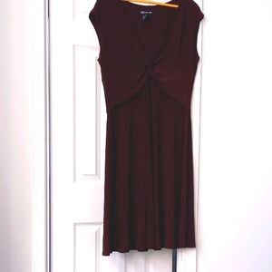 Elegant Burgundy Knot Front Dress